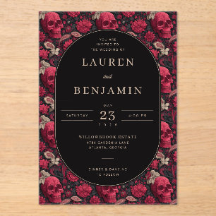 Bordeaux Gothic Paisley Wedding Acrylic Invitations