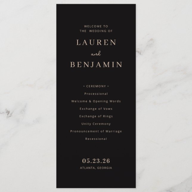 Bordeaux Gothic Paisley Wedding Program (Front)