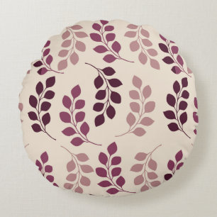 Bordeaux Modern Botanical Japandi Round Pillow