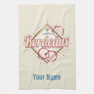 Bordeaux Nouvelle-Aquitaine France Retro Wine Kitchen Towel