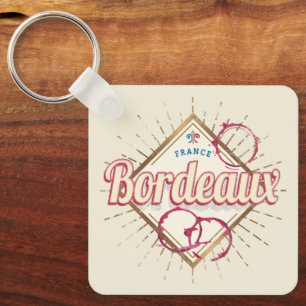 Bordeaux Nouvelle-Aquitaine France Retro Wine Lugg Keychain