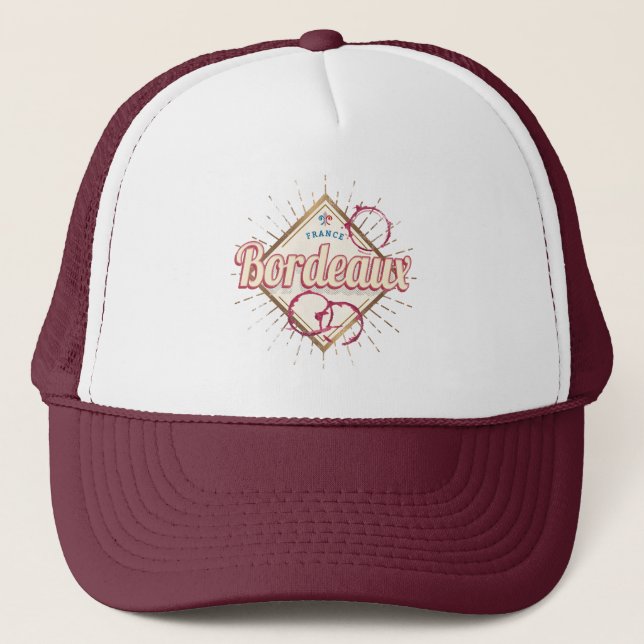 Bordeaux Nouvelle-Aquitaine France Retro Wine Trucker Hat (Front)