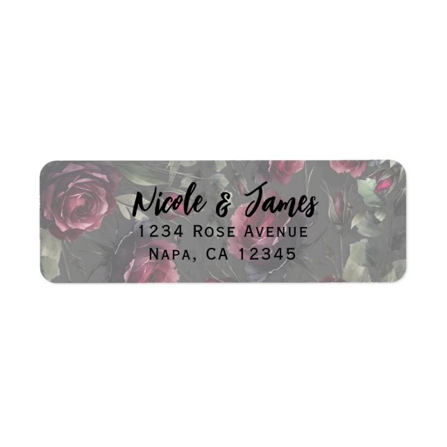 Bordeaux Red Roses Shadowy Grey Floral Mariage (Devant)