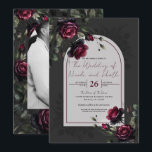 Bordeaux Red Roses Shadowy Grey Floral Wedding Invitation<br><div class="desc">Bordeaux Red Roses Dark Shadowy Floral Wedding Invitation.</div>