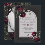 Bordeaux Red Roses Shadowy Grey Floral Wedding Invitation<br><div class="desc">Bordeaux Red Roses Dark Shadowy Floral Wedding Invitation.</div>