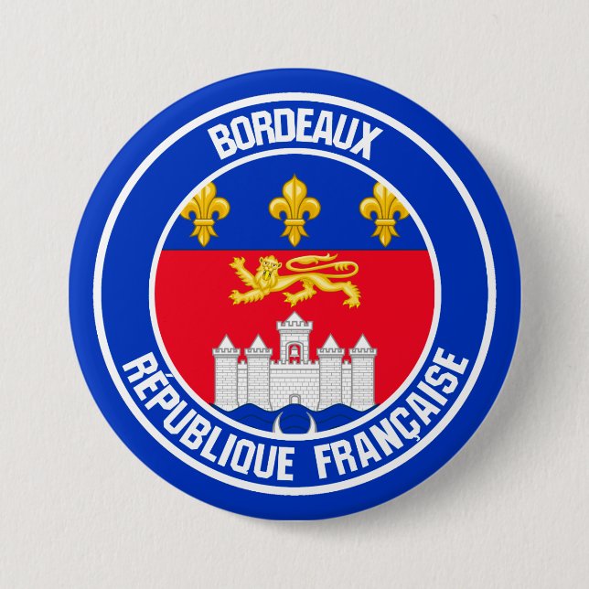 Bordeaux Round Emblem 3 Inch Round Button (Front)