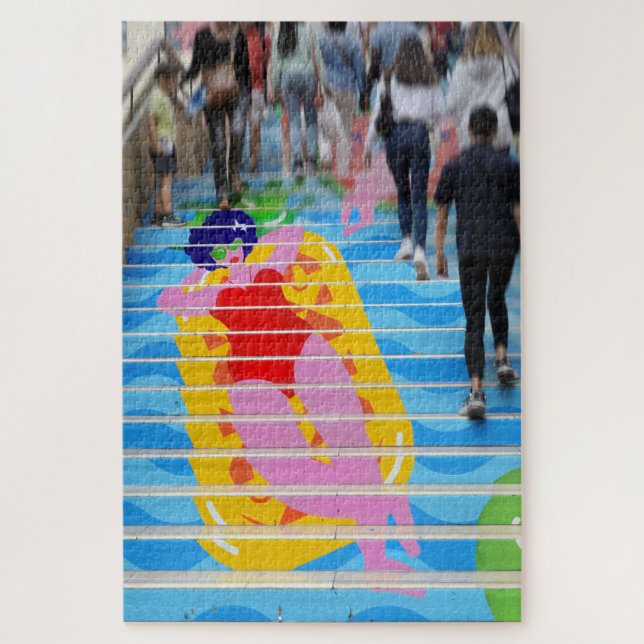 Bordeaux, Streetart used to decorate busy steps. Jigsaw Puzzle (Vertical)