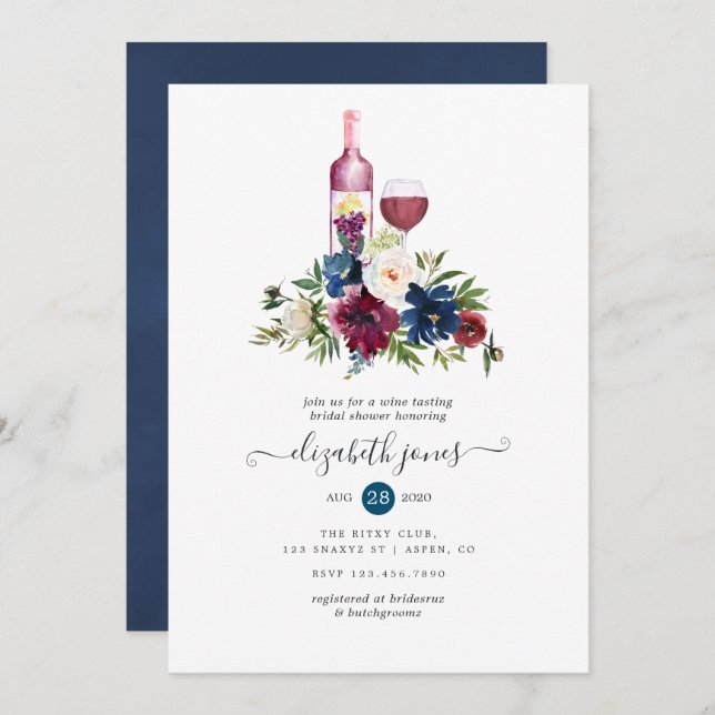 Bordeaux Wine Tasting Bridal Shower Invitation (Front/Back)