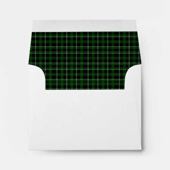 Bordée d'une enveloppe plaid vert foncé (Dos (Bas))