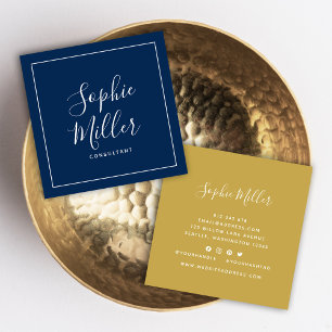 Border Calligraphy Social Media Editable Color Square Business Card