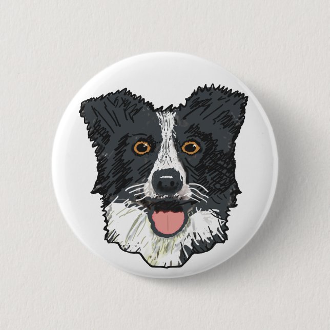 Border Collie 2 Inch Round Button (Front)