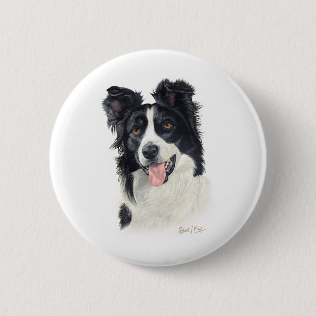 Border Collie 2 Inch Round Button (Front)