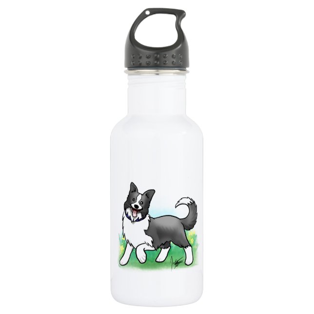 Border Collie 532 Ml Water Bottle (Front)