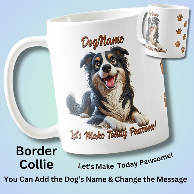 Border Collie  - Add Dog's Name, Change Text Coffee Mug (Creator Uploaded)