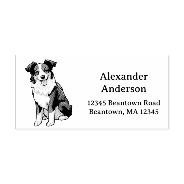 Border Collie Address Personalize Rubber Stamp (Imprint)