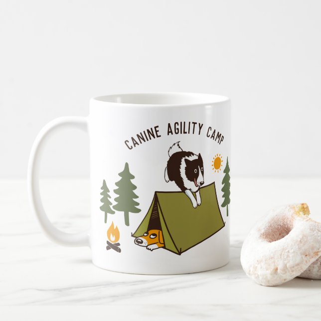 Border Collie Agility Dog Custom Canine Cartoon Coffee Mug (With Donut)