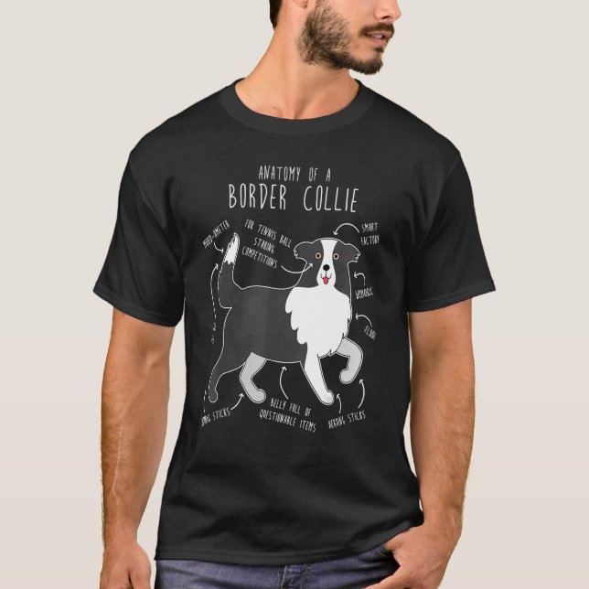 Border Collie Anatomy Cute  Pet  Dog Mom Dog Dad T-Shirt (Front)