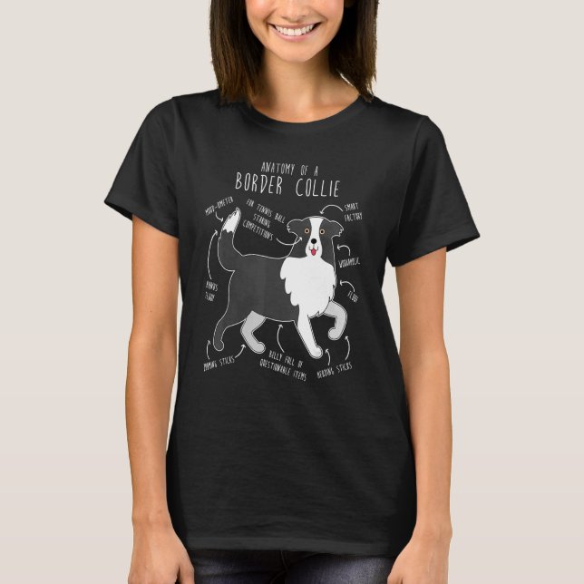 Border Collie Anatomy Cute  Pet  Dog Mom Dog Dad T-Shirt (Front)