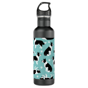 Border Collie and Paw Print 710 Ml Water Bottle