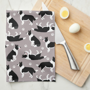 Border Collie and Paw Print Kitchen Towel