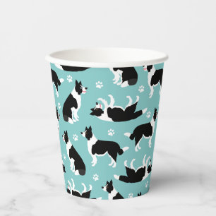 Border Collie and Paw Print Paper Cups
