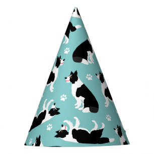 Border Collie and Paw Print Party Hat