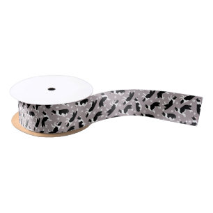 Border Collie and Paw Print Satin Ribbon