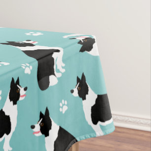 Border Collie and Paw Print Tablecloth