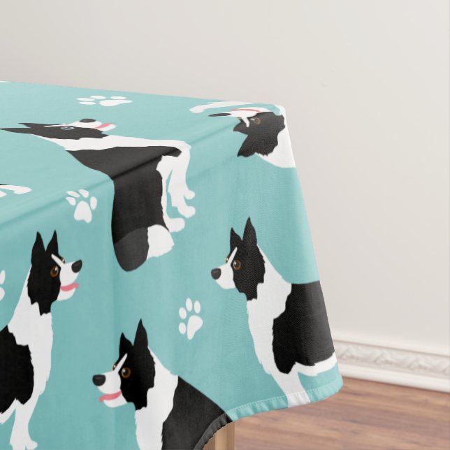 Border Collie and Paw Print Tablecloth (In Situ)