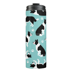 Border Collie and Paw Print Thermal Tumbler