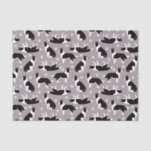 Border Collie and Paw Print Tissue Paper