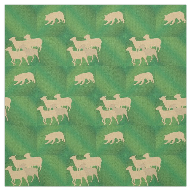 Border Collie and Sheep Fabric (Swatch)