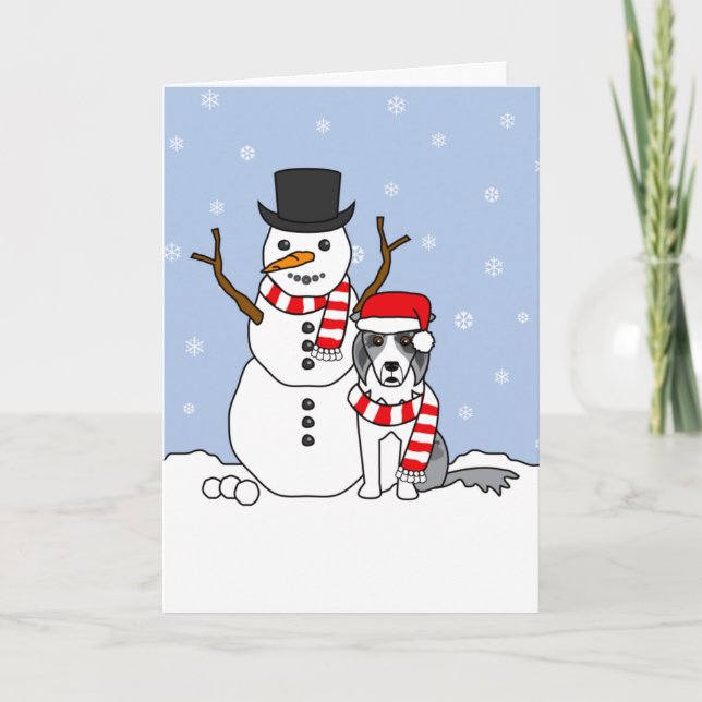Border Collie and Snowman Holiday Card (Front)