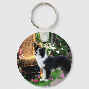 Border Collie Art Gifts Keychain