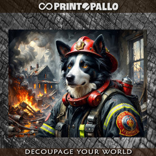 Border Collie as a Firefighter -  Tissue Paper