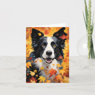 Border Collie Autumn Thanksgiving Card