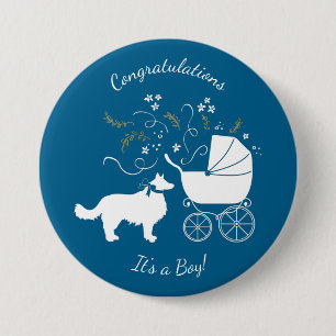 Border Collie Baby Shower 3 Inch Round Button