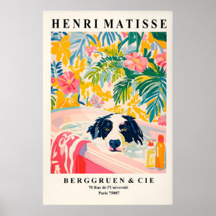 Border Collie Bathroom Art Print Funny Dog in Tub