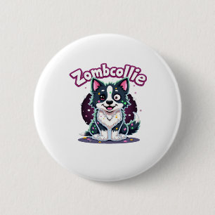 Border Collie BC Zombie Dog Halloween Essential T- 2 Inch Round Button