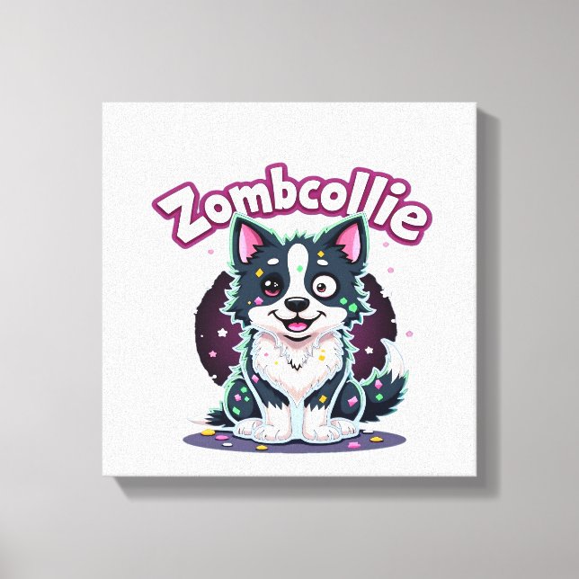 Border Collie BC Zombie Dog Halloween Essential T- Canvas Print (Front)