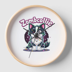 Border Collie BC Zombie Dog Halloween Essential T- Clock
