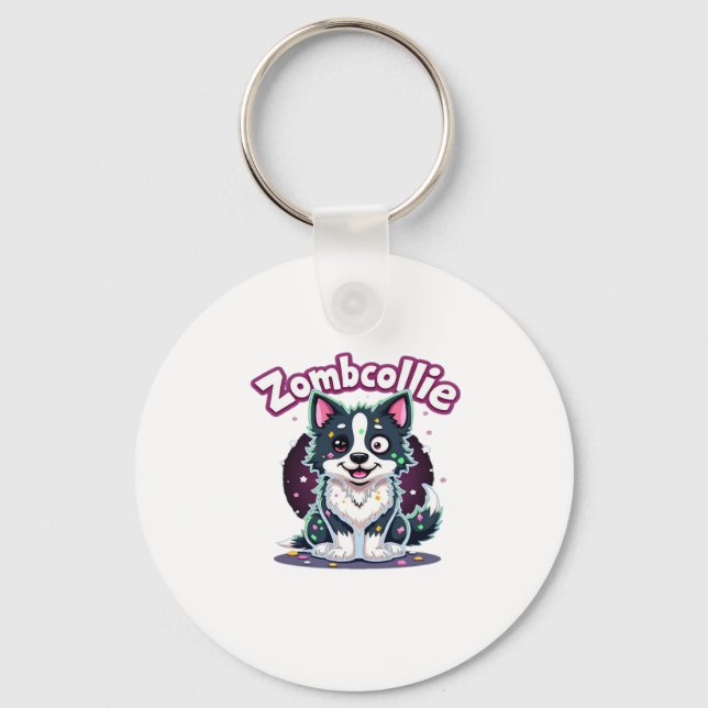 Border Collie BC Zombie Dog Halloween Essential T- Keychain (Front)