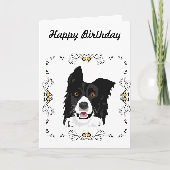 Border Collie Birthday Card (Front)