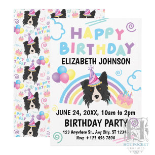 Border Collie Birthday Invitation