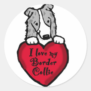 Border Collie (blue merle) Love Classic Round Sticker