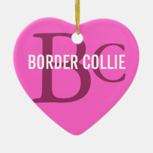 Border Collie Breed Monogram Ceramic Ornament