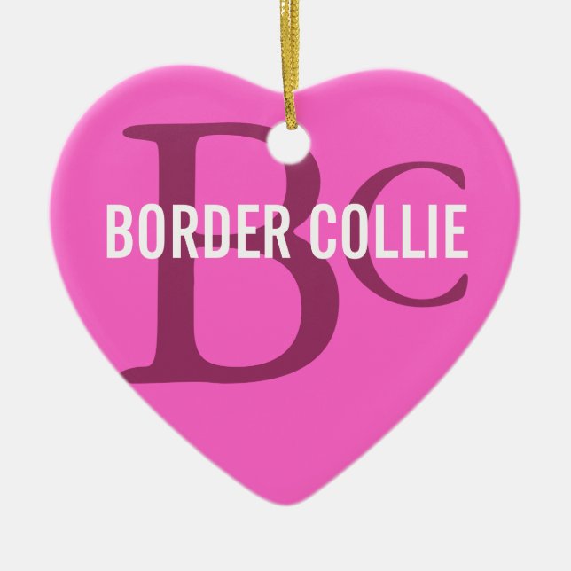 Border Collie Breed Monogram Ceramic Ornament (Front)