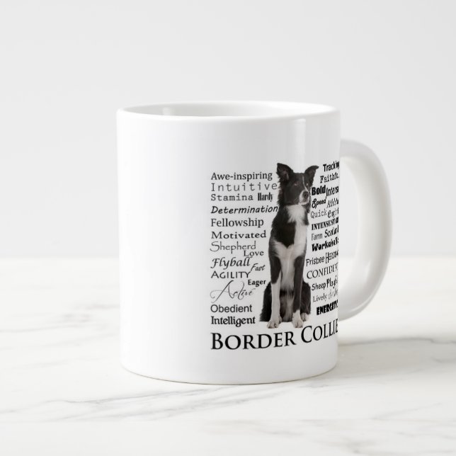 Border Collie Breed Traits Jumbo Mug (Front Right)