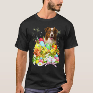 Border Collie Bunny Dog With Easter Eggs Basket Co T-Shirt