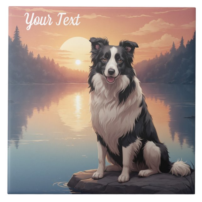 Border Collie by Lake Tile (Front)